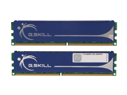 G.SKILL 4GB (2 x 2GB) 240-Pin DDR2 SDRAM DDR2 800 (PC2 6400) Dual Channel Kit Desktop Memory Model F2-6400CL5D-4GBPQ