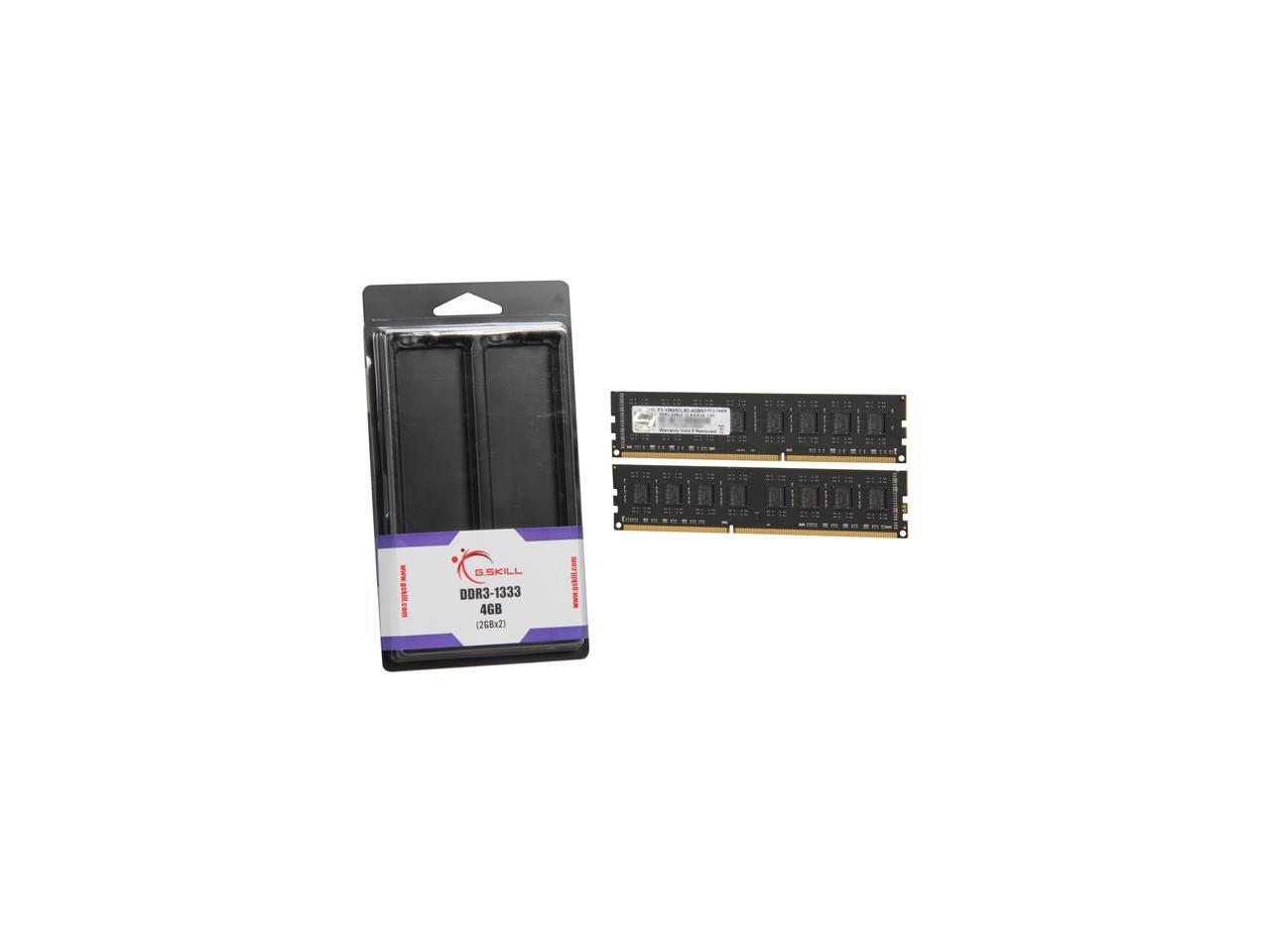 G.SKILL 4GB (2 x 2GB) 240-Pin DDR3 SDRAM DDR3 1333 (PC3 10600) Dual Channel Kit Desktop Memory Model F3-10600CL9D-4GBNT