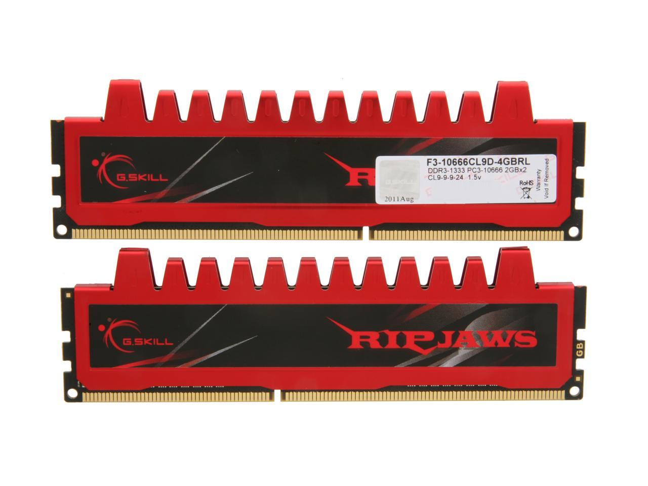 G.SKILL Ripjaws Series 4GB (2 x 2GB) 240-Pin DDR3 SDRAM DDR3 1333 (PC3 10666) Desktop Memory Model F3-10666CL9D-4GBRL