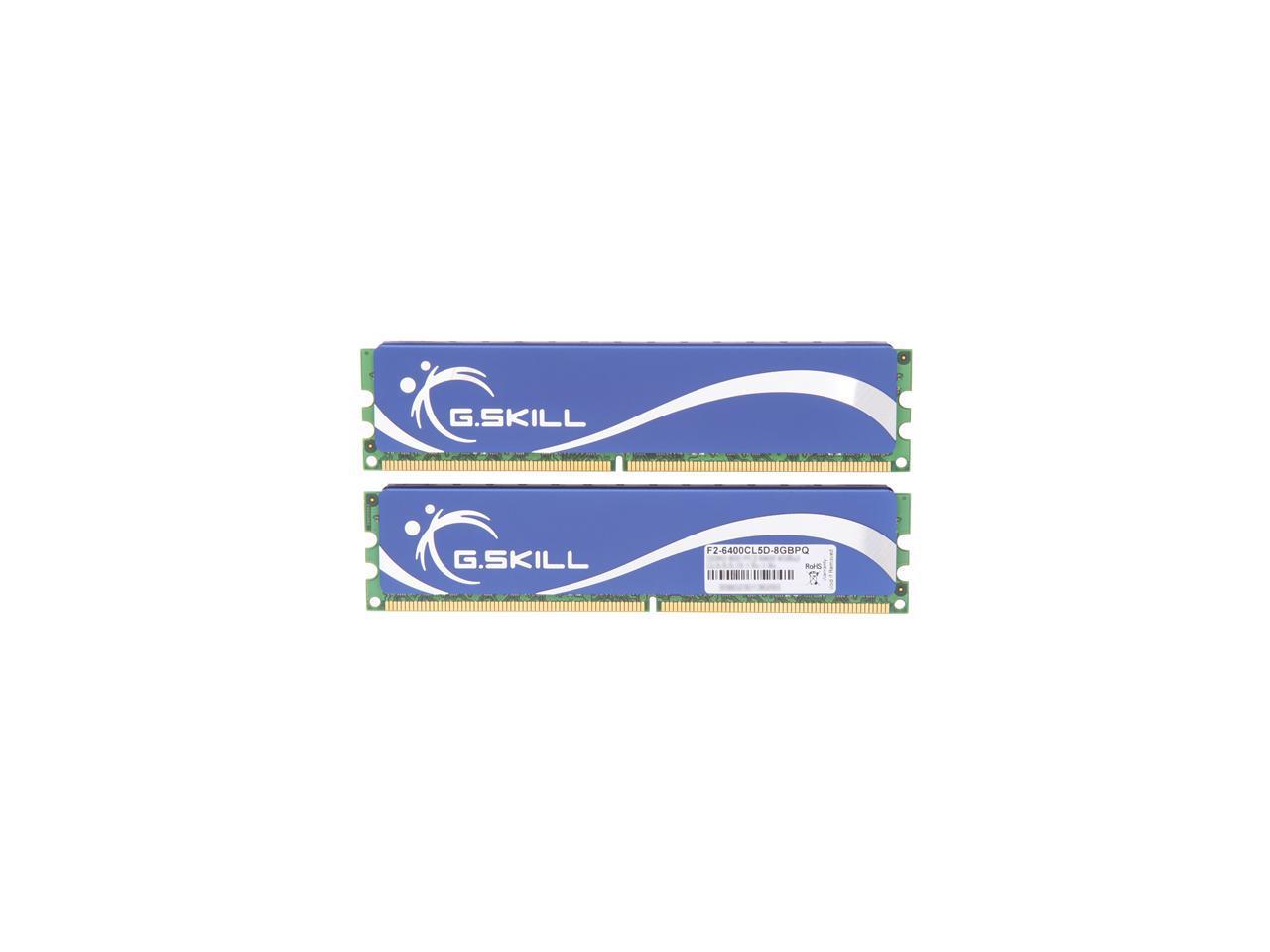 G.SKILL 8GB (2 x 4GB) 240-Pin DDR2 SDRAM DDR2 800 (PC2 6400) Desktop Memory Model F2-6400CL5D-8GBPQ