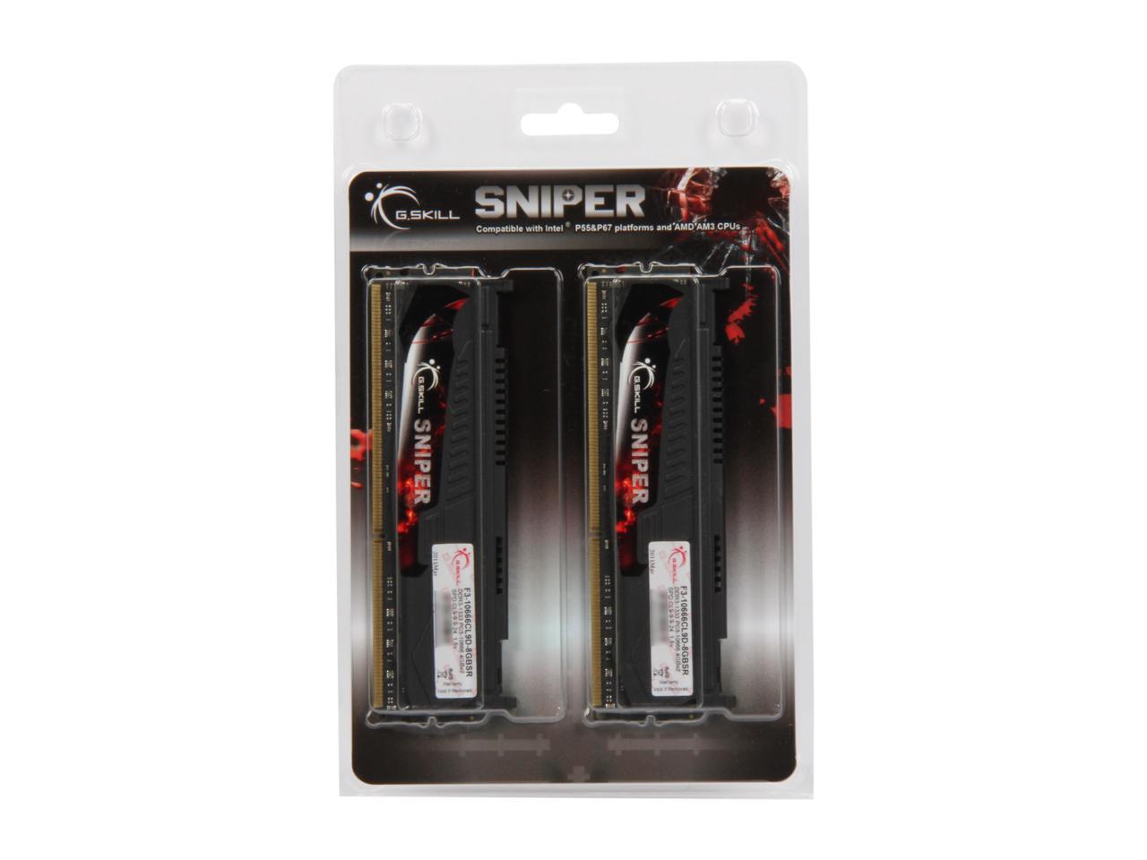 G.SKILL Sniper 8GB (2 x 4GB) 240-Pin DDR3 SDRAM DDR3 1333 (PC3 10666) Desktop Memory Model F3-10666CL9D-8GBSR