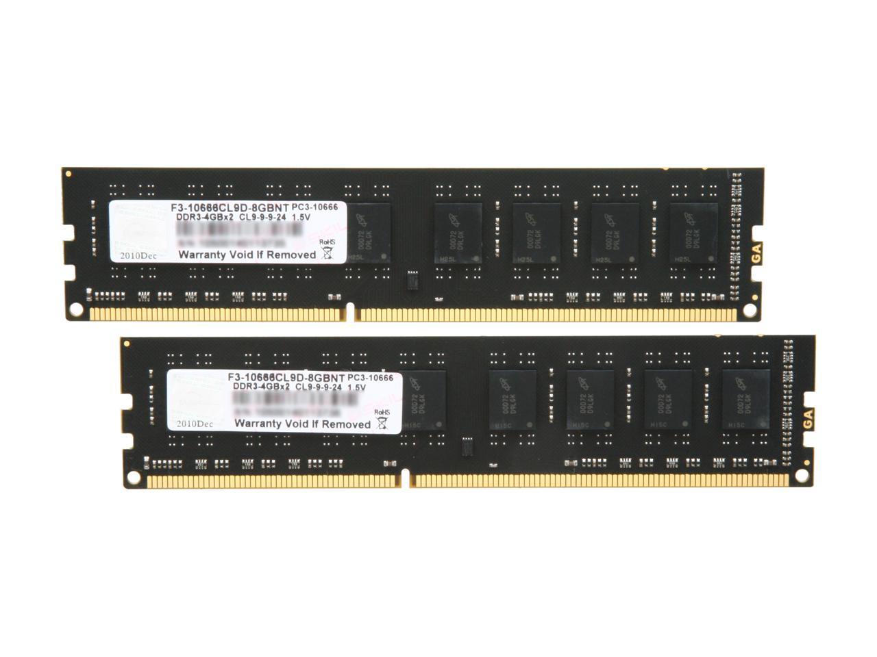 G.SKILL Value Series 8GB (2 x 4GB) 240-Pin DDR3 SDRAM DDR3 1333 (PC3 10666) Desktop Memory Model F3-10666CL9D-8GBNT