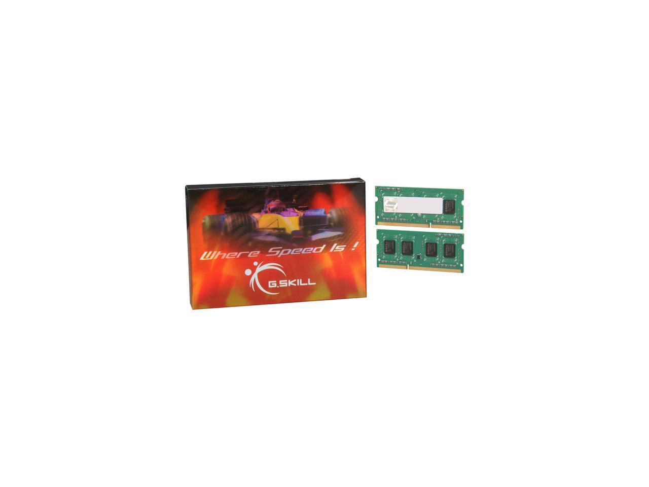 G.SKILL 4GB (2 x 2GB) 204-Pin DDR3 SO-DIMM DDR3 1600 (PC3 12800) Laptop Memory Model F3-12800CL9D-4GBSQ