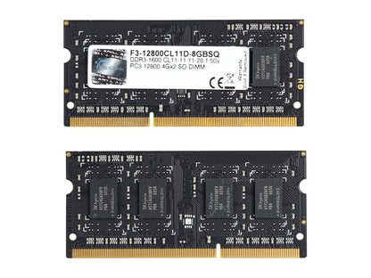 G.SKILL 8GB (2 x 4GB) 204-Pin DDR3 SO-DIMM DDR3 1600 (PC3 12800) Laptop Memory Model F3-12800CL11D-8GBSQ