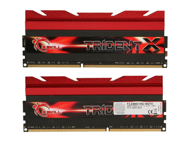 G.SKILL TridentX Series 16GB (4 x 4GB) 240-Pin DDR3 SDRAM DDR3 2400 (PC3 19200) Desktop Memory Model F3-2400C10Q-16GTX