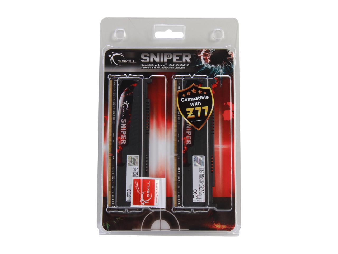 G.SKILL Sniper Gaming Series 16GB (2 x 8GB) 240-Pin DDR3 SDRAM DDR3 1866 (PC3 14900) Desktop Memory Model F3-1866C10D-16GSR