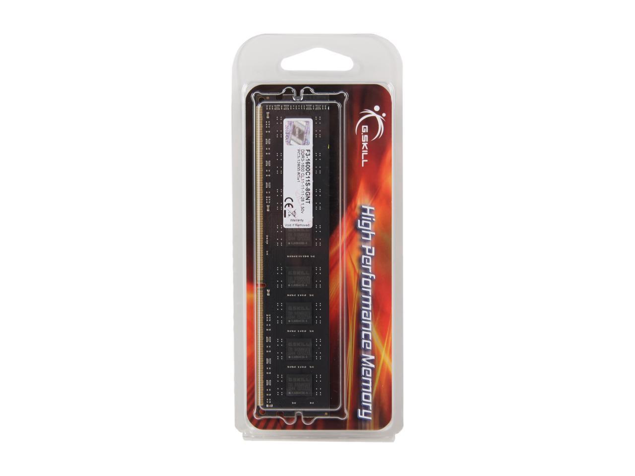 G.SKILL Value 8GB 240-Pin DDR3 SDRAM DDR3 1600 (PC3 12800) Desktop Memory Model F3-1600C11S-8GNT