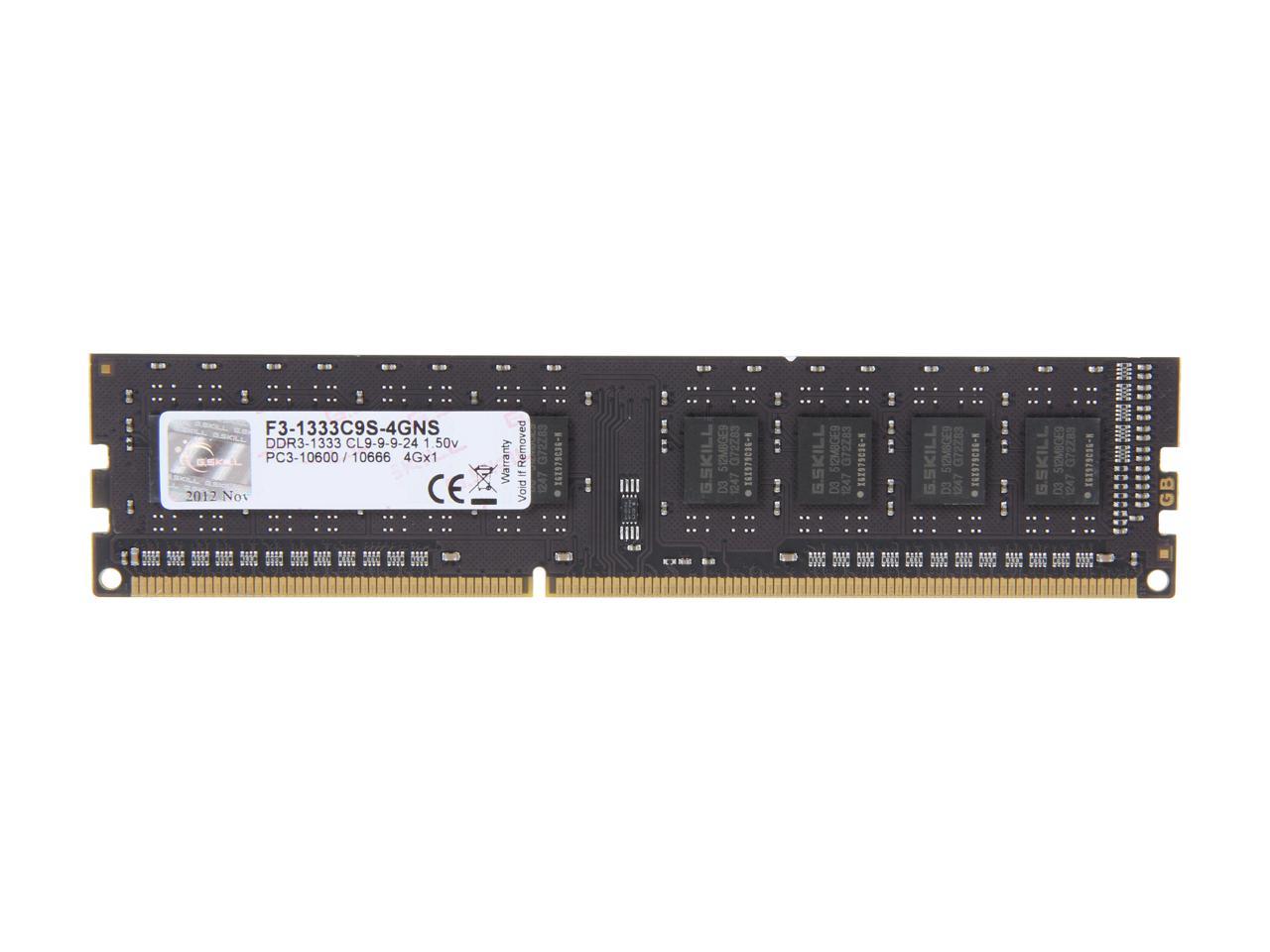 G.SKILL NS Series 4GB 240-Pin DDR3 SDRAM DDR3 1333 (PC3 10600) Desktop Memory Model F3-1333C9S-4GNS