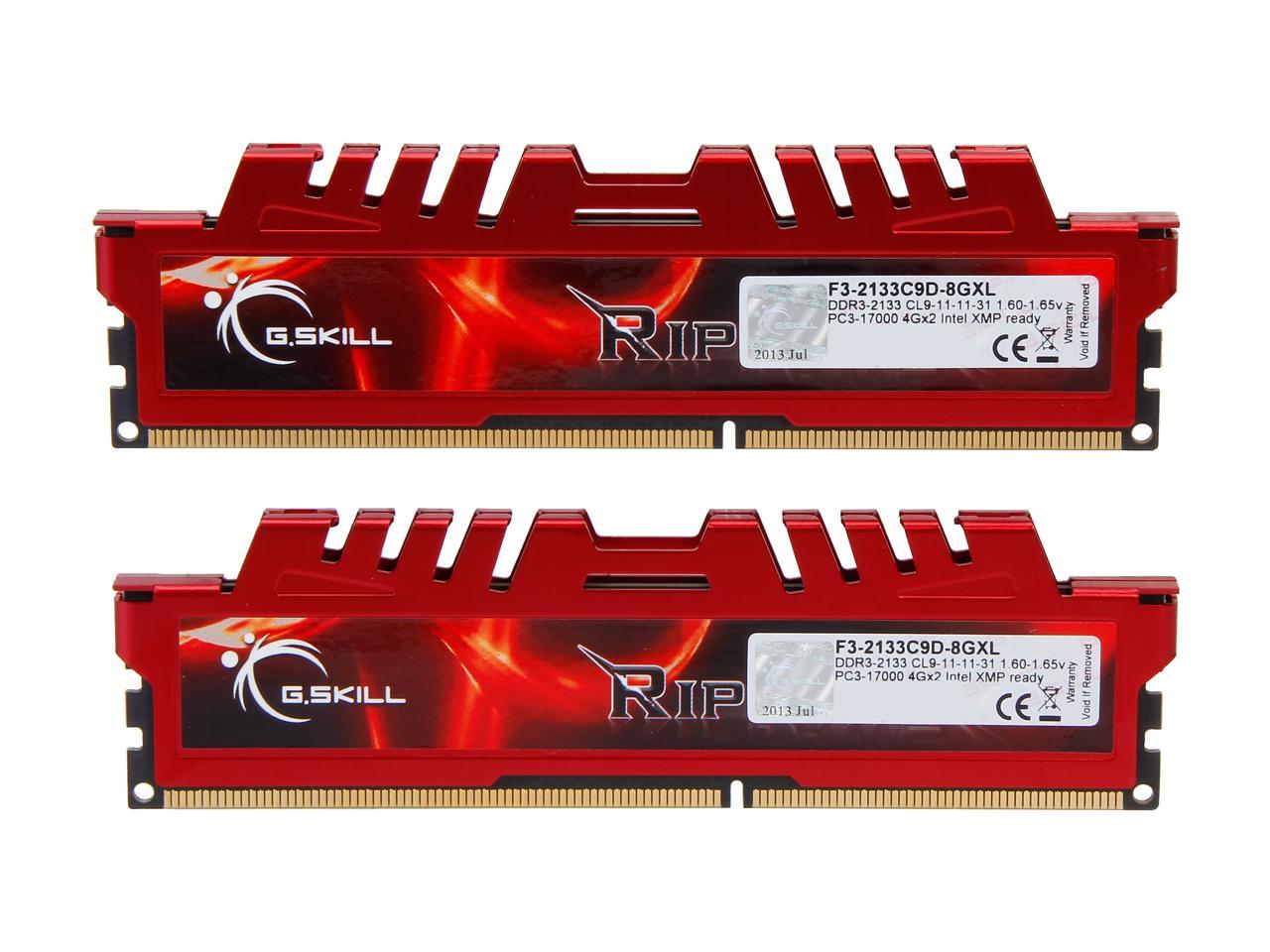 G.SKILL Ripjaws X Series 8GB (2 x 4GB) 240-Pin DDR3 SDRAM DDR3 2133 (PC3 17000) Desktop Memory Model F3-2133C9D-8GXL