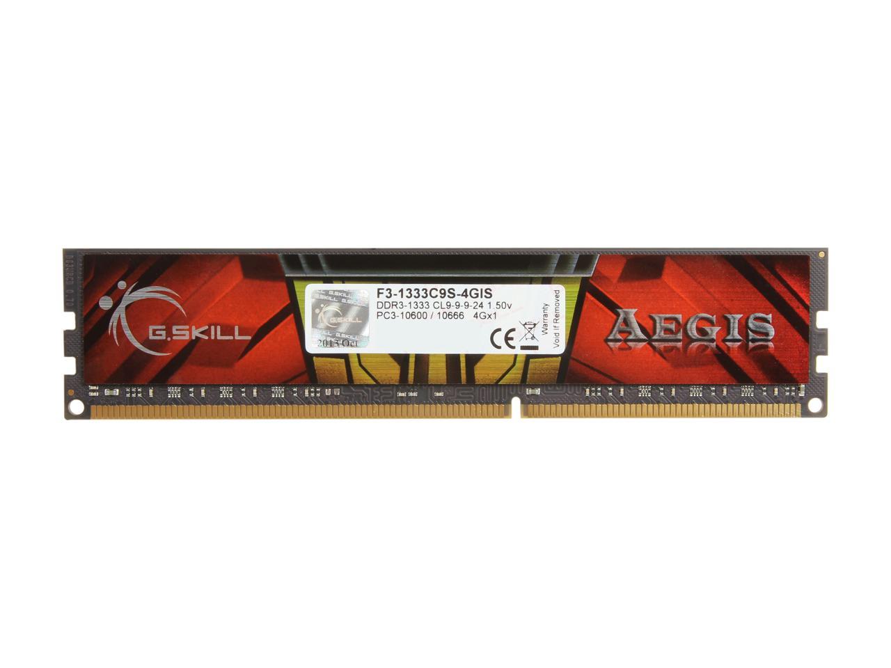 G.SKILL AEGIS 4GB 240-Pin DDR3 SDRAM DDR3 1333 (PC3 10600) Desktop Memory Model F3-1333C9S-4GIS
