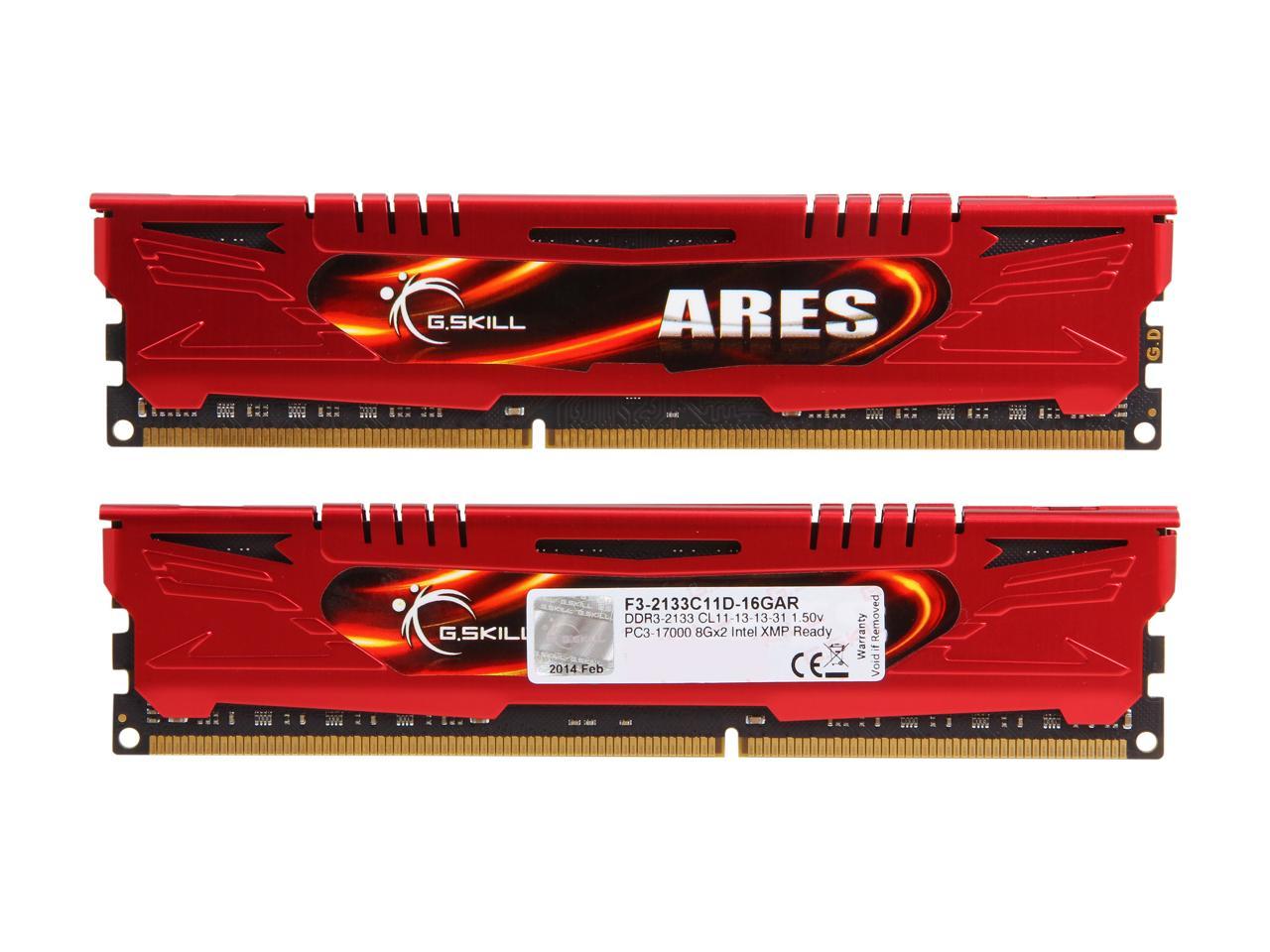 G.SKILL Ares Series 16GB (2 x 8GB) 240-Pin DDR3 SDRAM DDR3 2133 (PC3 17000) Desktop Memory Model F3-2133C11D-16GAR