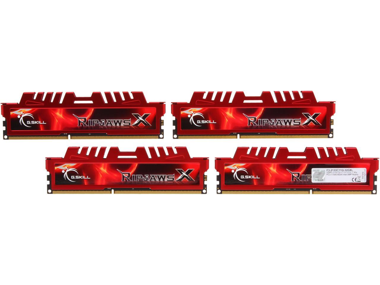 G.SKILL Ripjaws X Series 32GB (4 x 8GB) 240-Pin DDR3 SDRAM DDR3 2133 (PC3 17000) Desktop Memory Model F3-2133C11Q-32GXL