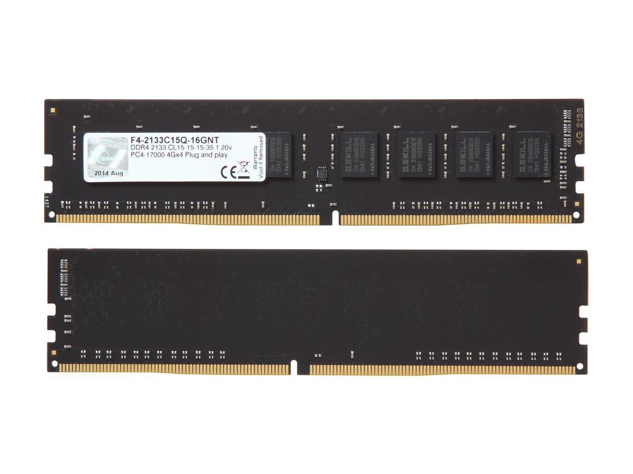 G.SKILL Value 16GB (4 x 4GB) 288-Pin DDR4 SDRAM DDR4 2133 (PC4 17000) Desktop Memory Model F4-2133C15Q-16GNT