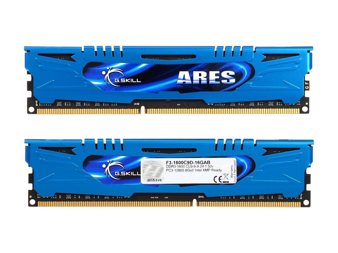 G.SKILL Ares Series 16GB (2 x 8GB) 240-Pin DDR3 SDRAM DDR3 1600 (PC3 12800) Intel Z87/ Z77/ Z68/ P67 Low Profile Extreme Performance Memory Model F3-1600C9D-16GAB
