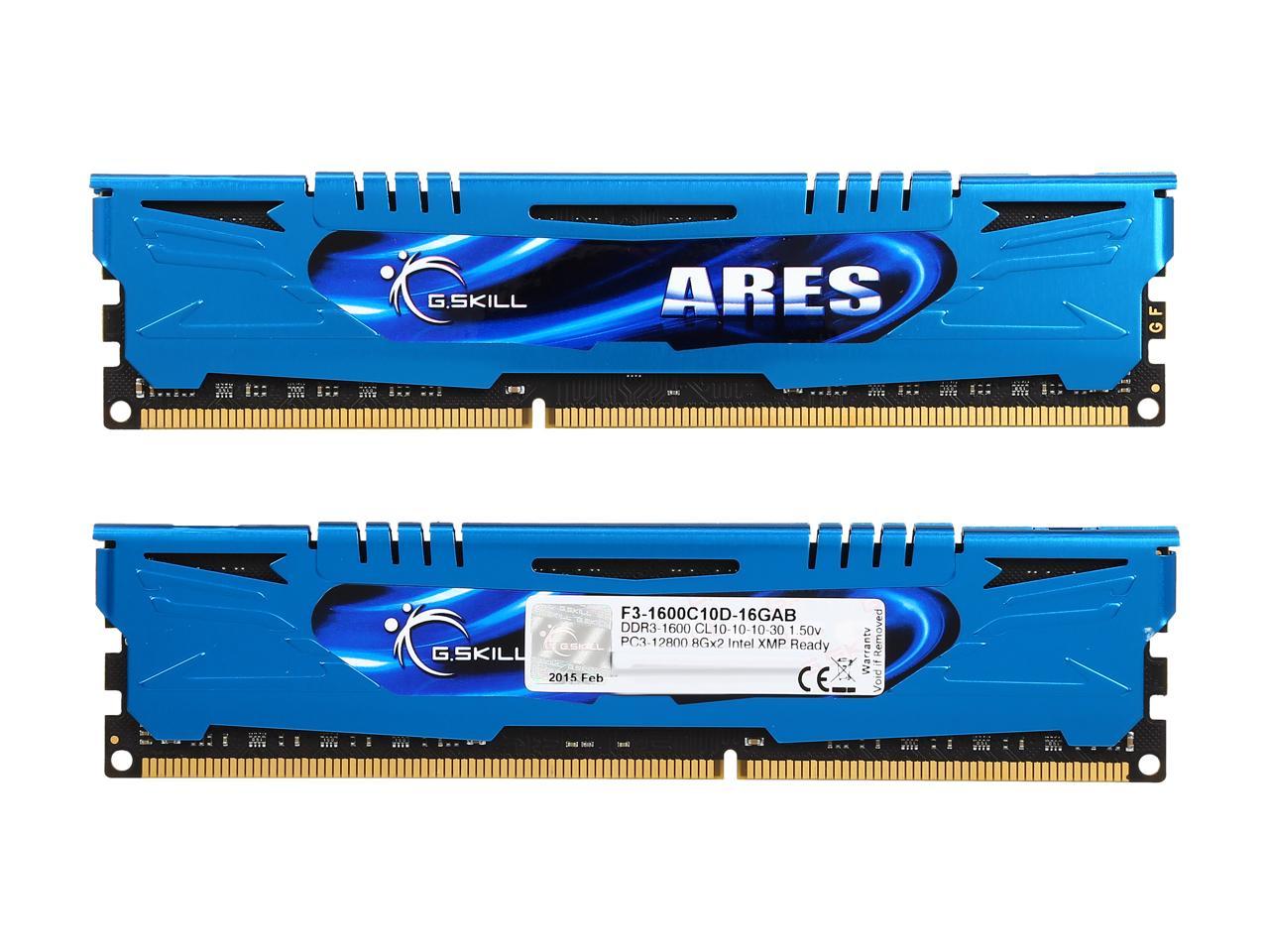 G.SKILL Ares Series 16GB (2 x 8GB) 240-Pin DDR3 SDRAM DDR3 1600 (PC3 12800) Intel Z87/ Z77/ Z68/ P67 Memory Model F3-1600C10D-16GAB