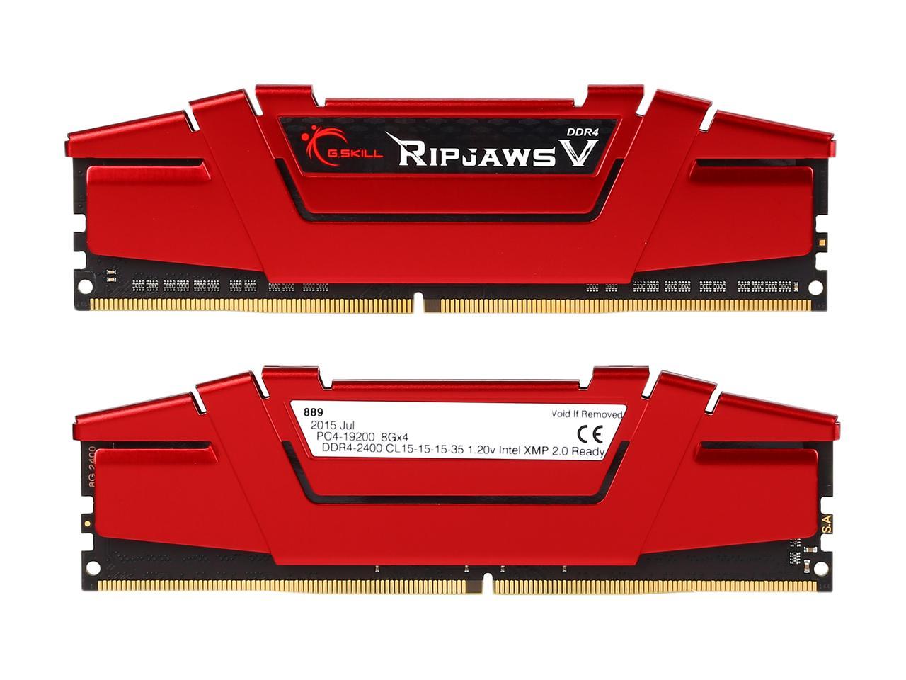G.SKILL Ripjaws V Series 32GB (4 x 8GB) 288-Pin DDR4 SDRAM DDR4 2400 (PC4 19200) Desktop Memory Model F4-2400C15Q-32GVR