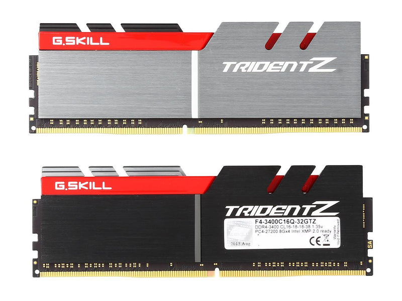 G.SKILL TridentZ Series 32GB (4 x 8GB) 288-Pin DDR4 SDRAM DDR4 3400 (PC4 27200) Intel Z370 Platform Desktop Memory Model F4-3400C16Q-32GTZ