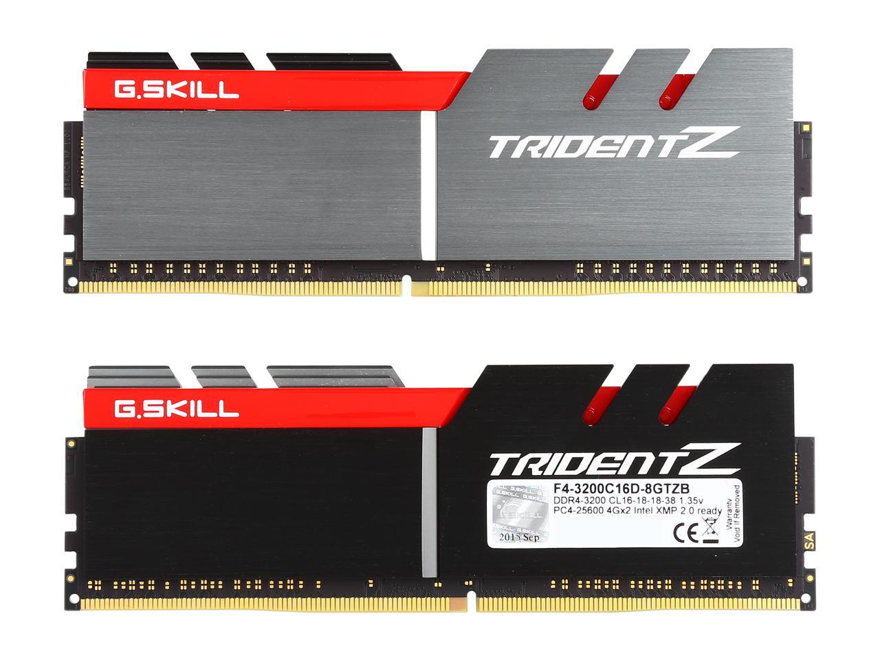 G.SKILL TridentZ Series 8GB (2 x 4GB) 288-Pin DDR4 SDRAM DDR4 3200 (PC4 25600) Intel Z370 Platform Desktop Memory Model F4-3200C16D-8GTZB