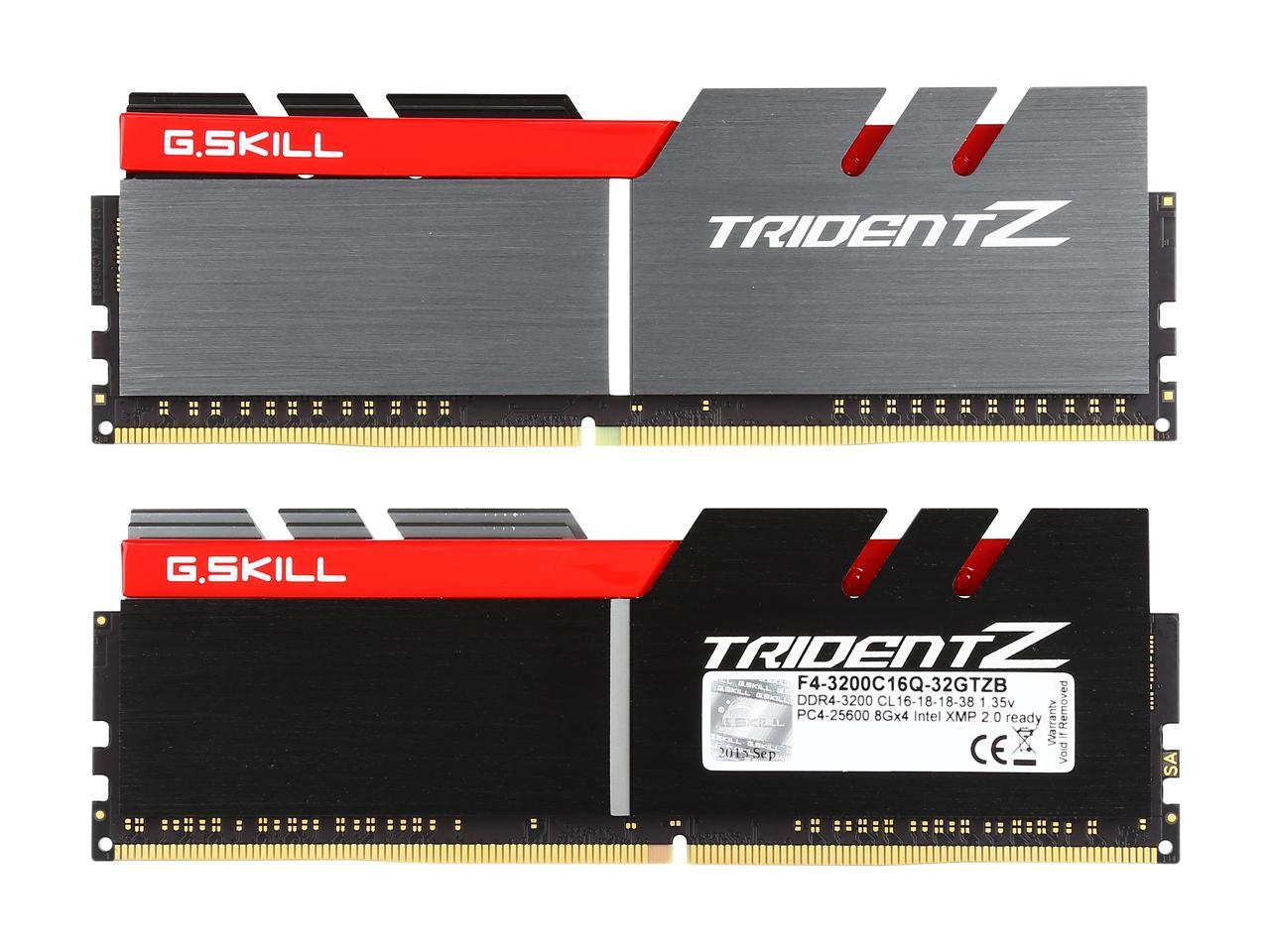 G.SKILL TridentZ Series 32GB (4 x 8GB) 288-Pin DDR4 SDRAM DDR4 3200 (PC4 25600) Intel Z370 Platform Desktop Memory Model F4-3200C16Q-32GTZB