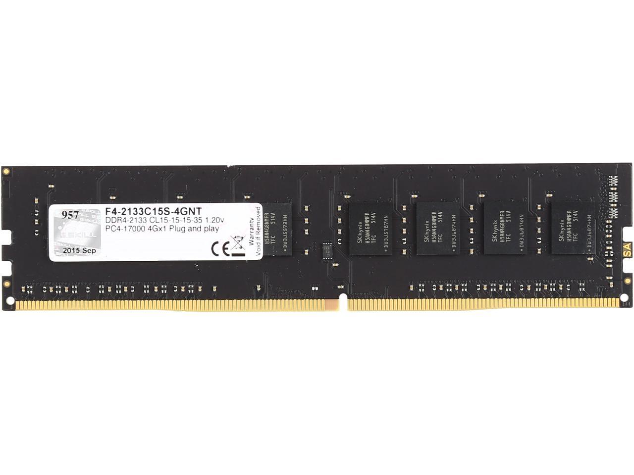 G.SKILL NT Series 4GB 288-Pin DDR4 SDRAM DDR4 2133 (PC4 17000) Intel Z170 Platform / Intel X99 Platform Desktop Memory Model F4-2133C15S-4GNT