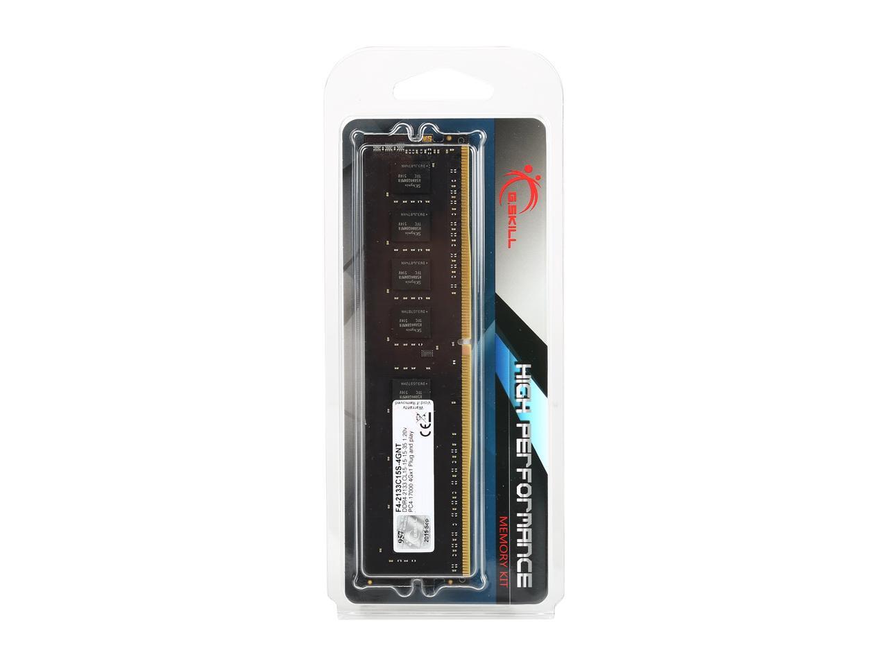 G.SKILL NT Series 4GB 288-Pin DDR4 SDRAM DDR4 2133 (PC4 17000) Intel Z170 Platform / Intel X99 Platform Desktop Memory Model F4-2133C15S-4GNT