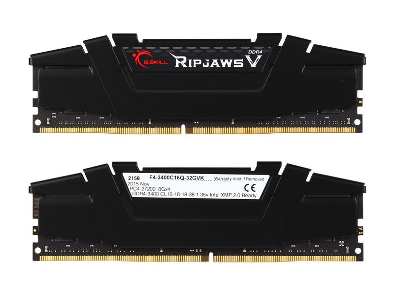 G.SKILL Ripjaws V Series 32GB (4 x 8GB) 288-Pin DDR4 SDRAM DDR4 3400 (PC4 27200) Desktop Memory Model F4-3400C16Q-32GVK