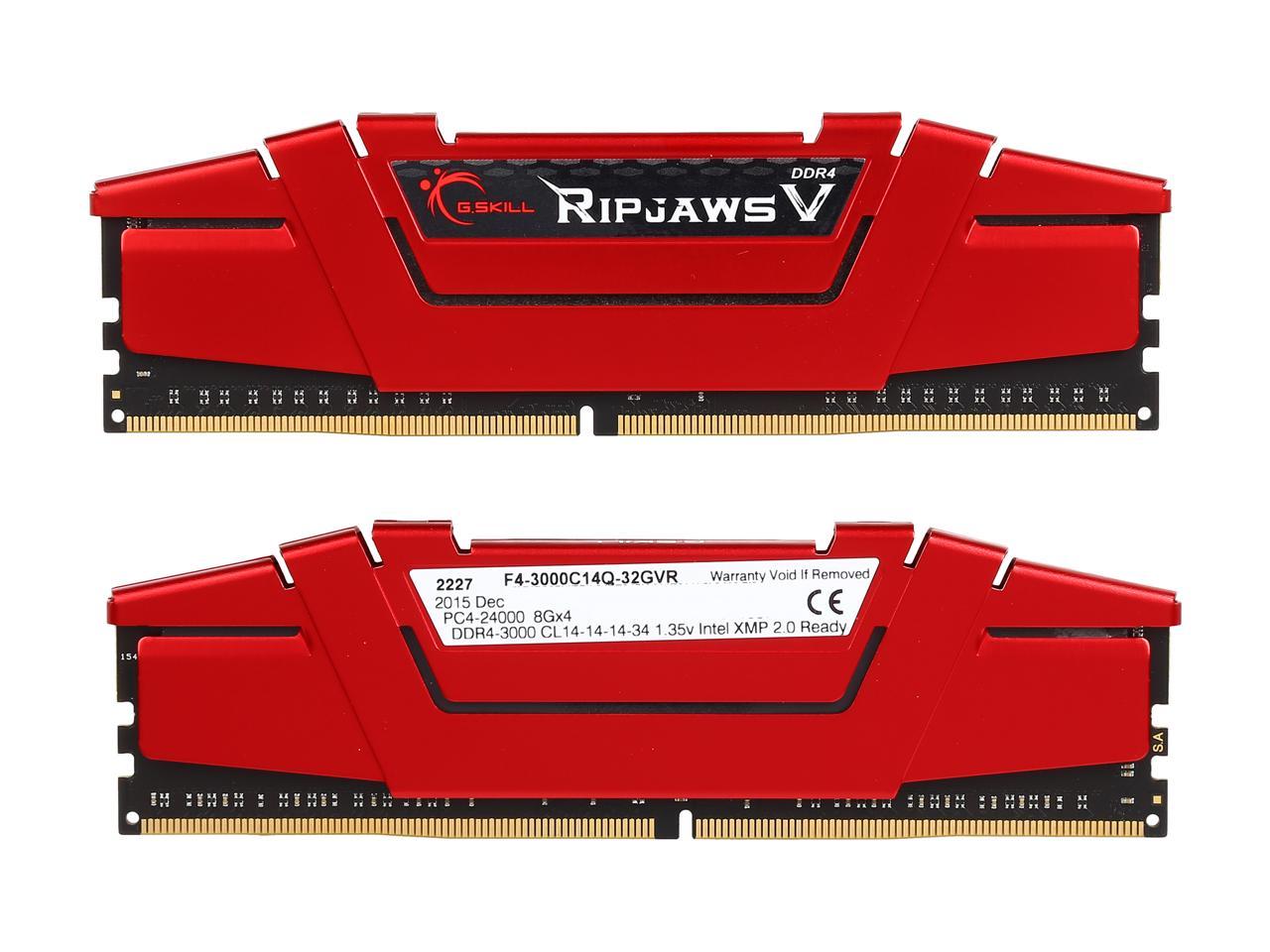 G.SKILL Ripjaws V Series 32GB (4 x 8GB) 288-Pin DDR4 SDRAM DDR4 3000 (PC4 24000) Desktop Memory Model F4-3000C14Q-32GVR