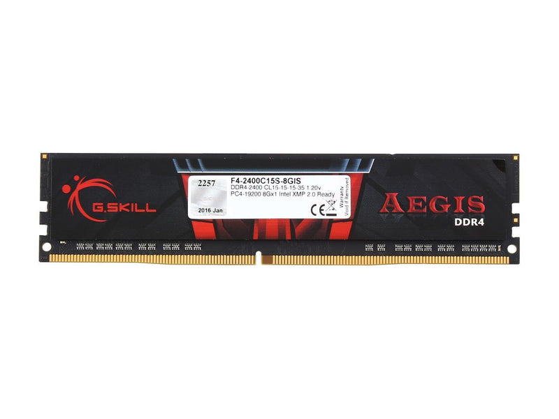 G.SKILL Aegis 8GB 288-Pin DDR4 SDRAM DDR4 2400 (PC4 19200) Intel Z170 Platform / Intel X99 Platform Desktop Memory Model F4-2400C15S-8GIS