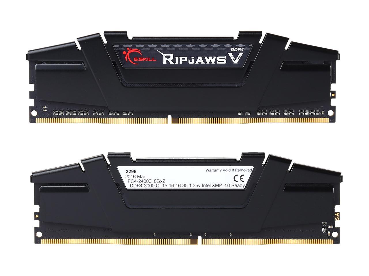 G.SKILL Ripjaws V Series 16GB (2 x 8GB) 288-Pin DDR4 SDRAM DDR4 3000 (PC4 24000) Desktop Memory Model F4-3000C15D-16GVKB