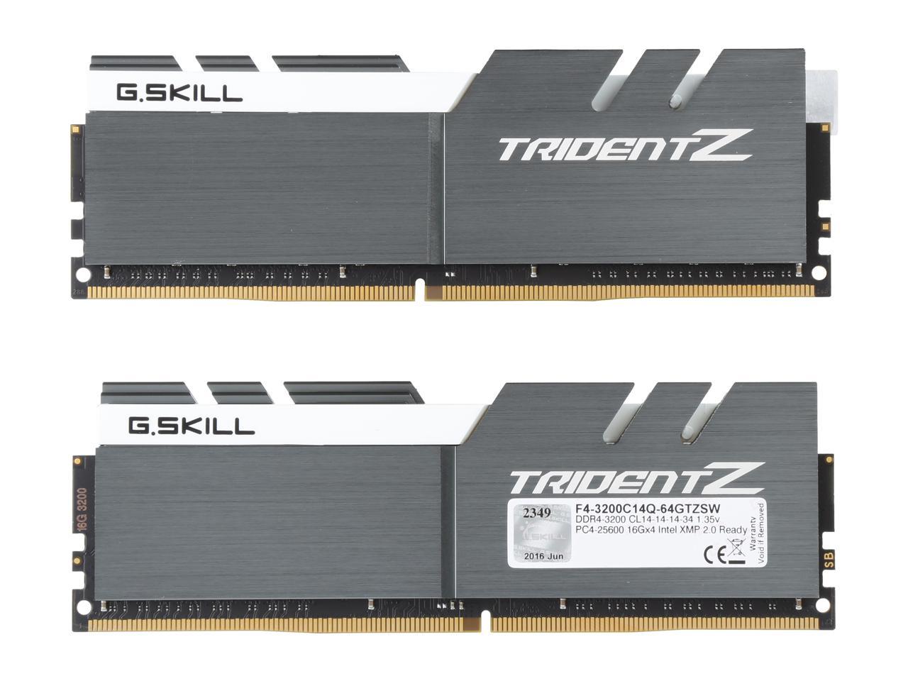 G.SKILL TridentZ Series 64GB (4 x 16GB) 288-Pin DDR4 SDRAM DDR4 3200 (PC4 25600) Intel Z370 Platform / Intel X99 Platform Desktop Memory Model F4-3200C14Q-64GTZSW