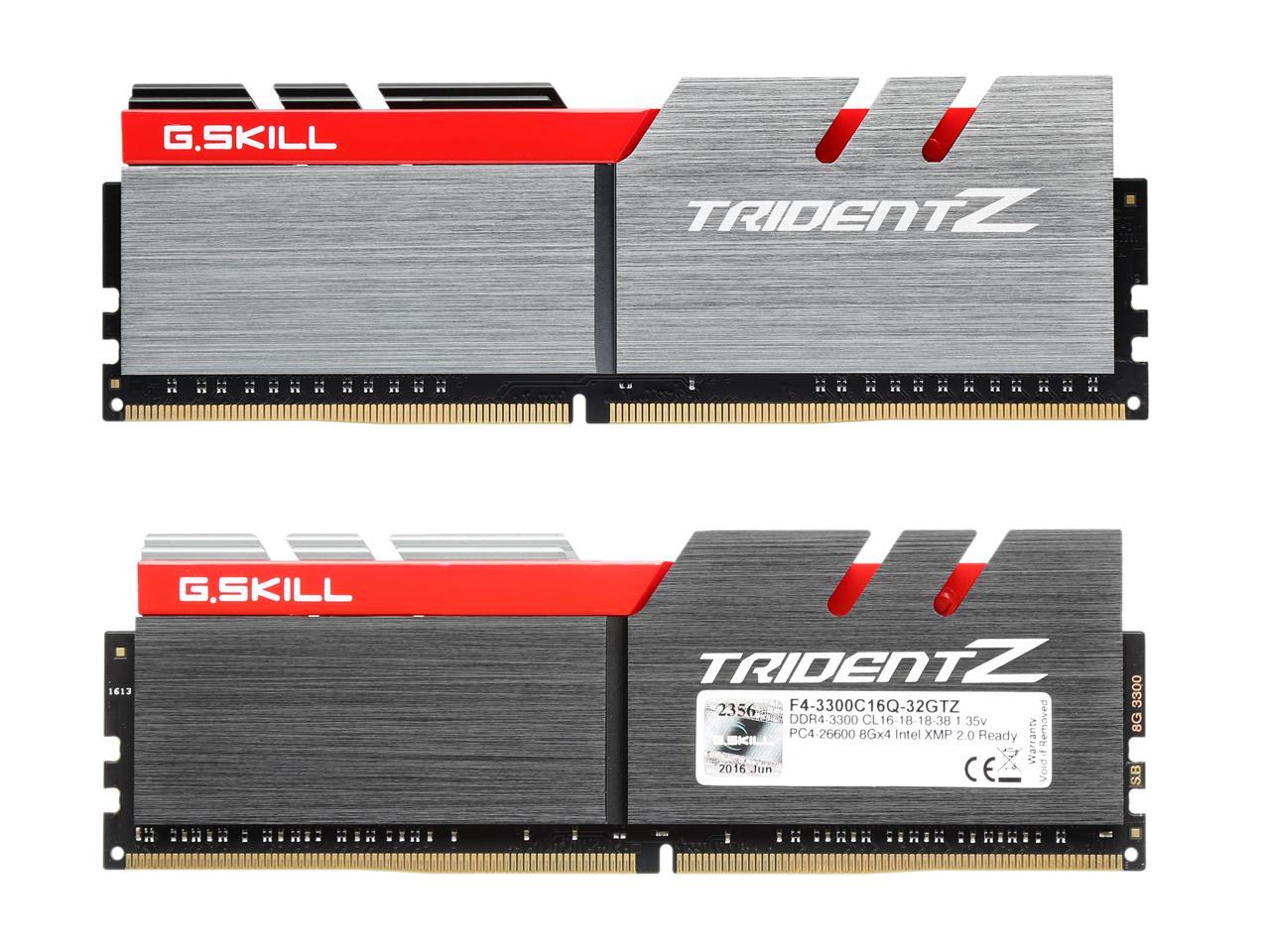 G.SKILL TridentZ Series 32GB (4 x 8GB) 288-Pin DDR4 SDRAM DDR4 3300 (PC4 26400) Intel X99 Platform Memory (Desktop Memory) Model F4-3300C16Q-32GTZ