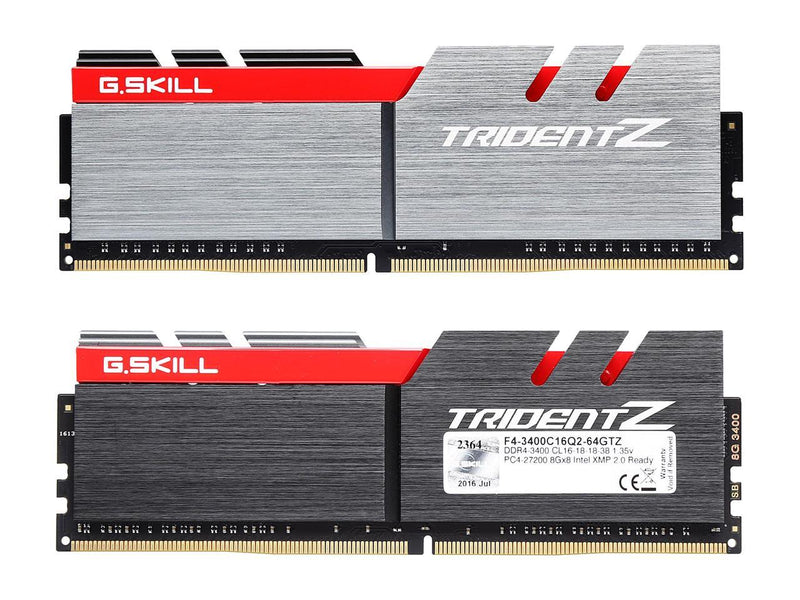 G.SKILL TridentZ Series 64GB (8 x 8GB) 288-Pin DDR4 SDRAM DDR4 3400 (PC4 27200) Intel X99 Platform Memory (Desktop Memory) Model F4-3400C16Q2-64GTZ