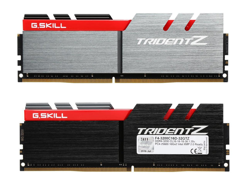 G.SKILL TridentZ Series 32GB (2 x 16GB) 288-Pin DDR4 SDRAM DDR4 3200 (PC4 25600) Intel Z370 Platform Memory (Desktop Memory) Model F4-3200C16D-32GTZ