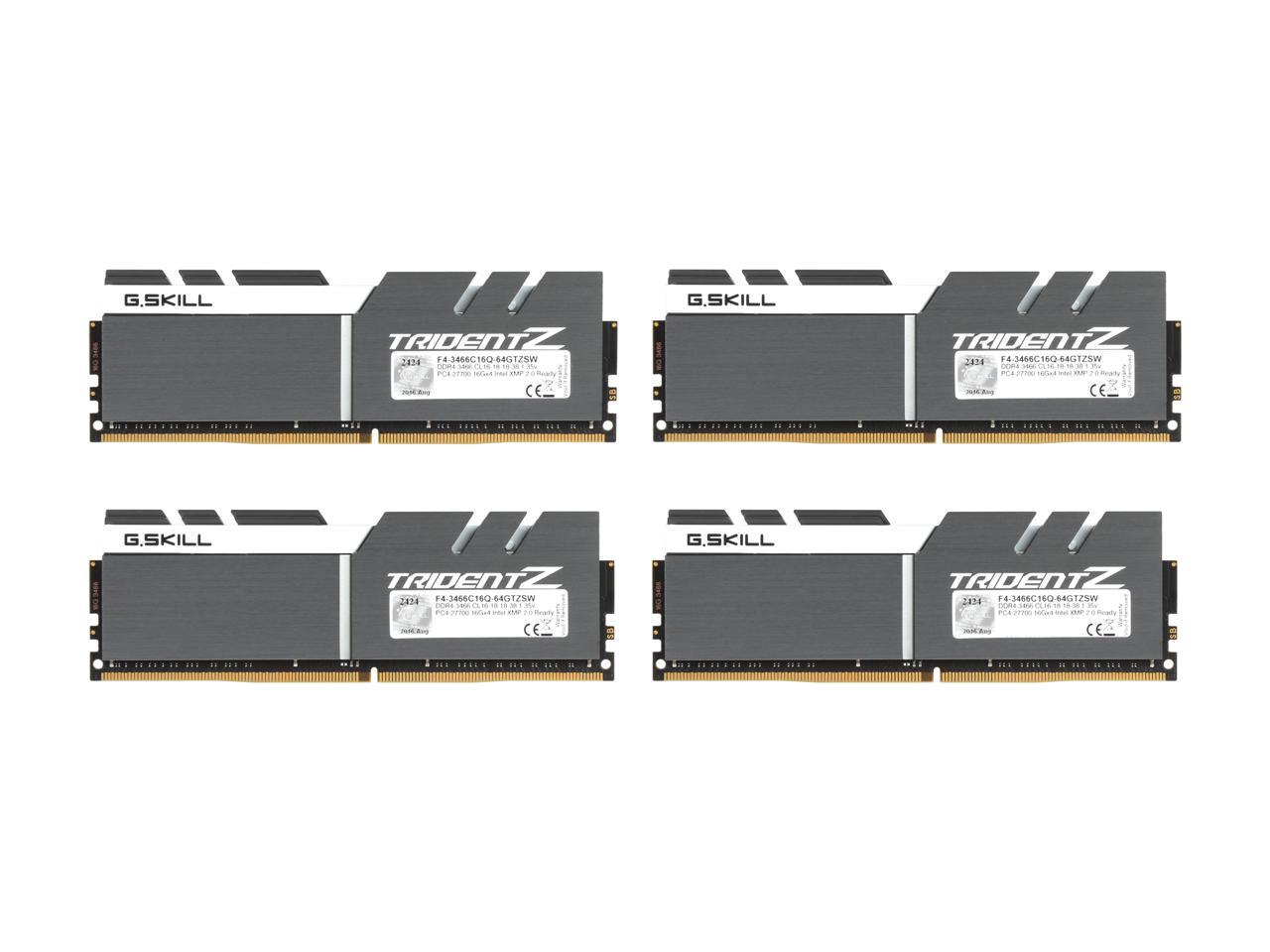 G.SKILL TridentZ Series 64GB (4 x 16GB) 288-Pin DDR4 SDRAM DDR4 3466 (PC4 27700) Intel Z370 Platform Desktop Memory Model F4-3466C16Q-64GTZSW