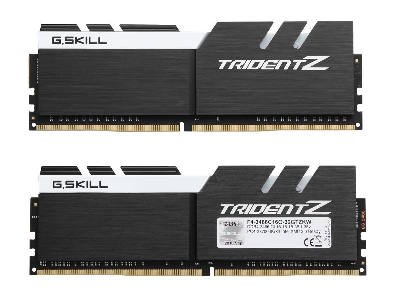 G.SKILL TridentZ Series 32GB (4 x 8GB) 288-Pin DDR4 SDRAM DDR4 3466 (PC4 27700) Intel Z370 Platform Desktop Memory Model F4-3466C16Q-32GTZKW