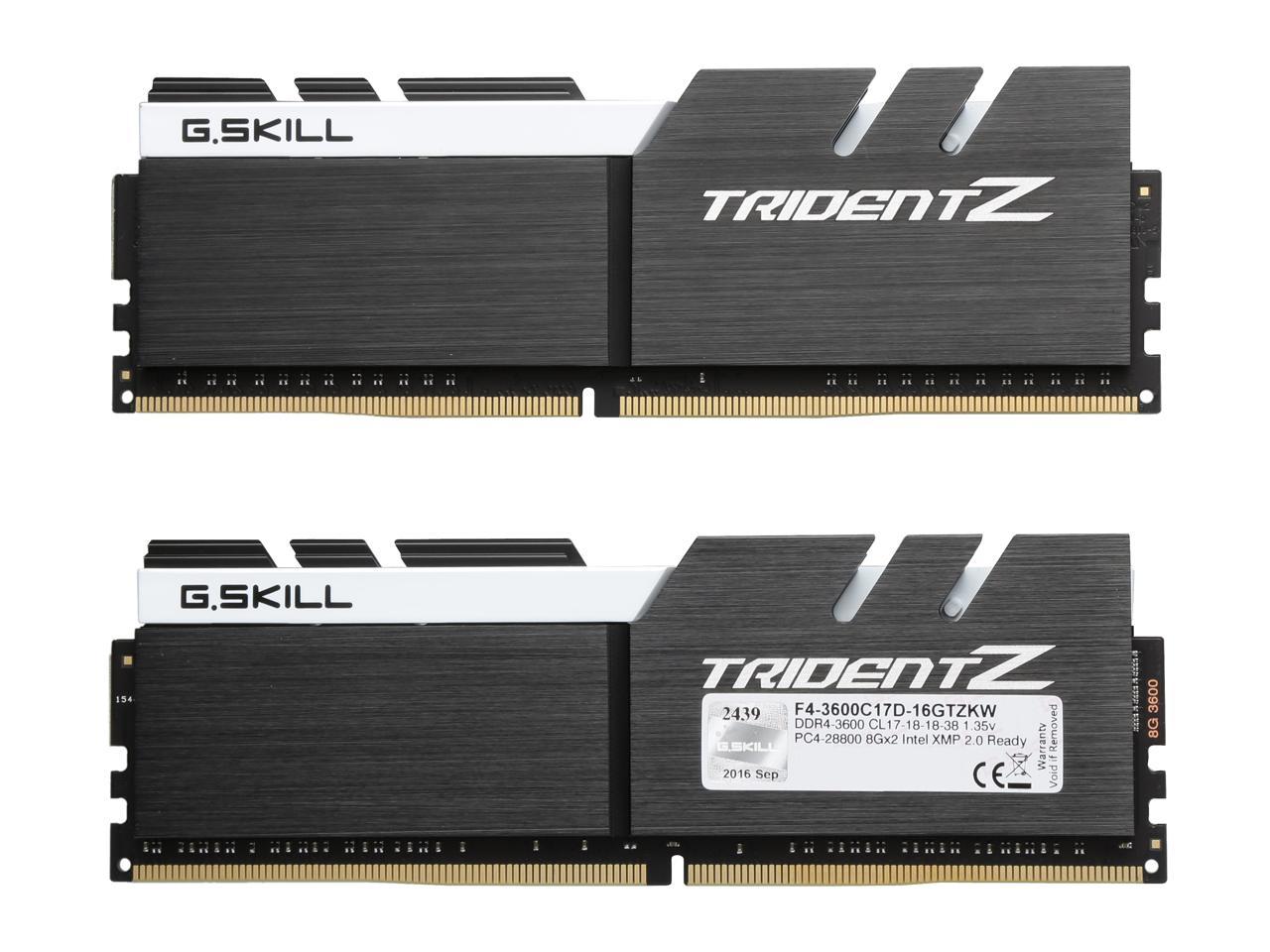 G.SKILL TridentZ Series 16GB (2 x 8GB) 288-Pin DDR4 SDRAM DDR4 3600 (PC4 28800) Intel Z170 / Z270 / Z370 / X299 Memory (Desktop Memory) Model F4-3600C17D-16GTZKW
