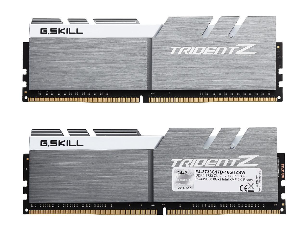 G.SKILL TridentZ Series 16GB (2 x 8GB) 288-Pin DDR4 SDRAM DDR4 3733 (PC4 29800) Intel Z170 / Z270 / Z370 / X299 Desktop Memory Model F4-3733C17D-16GTZSW