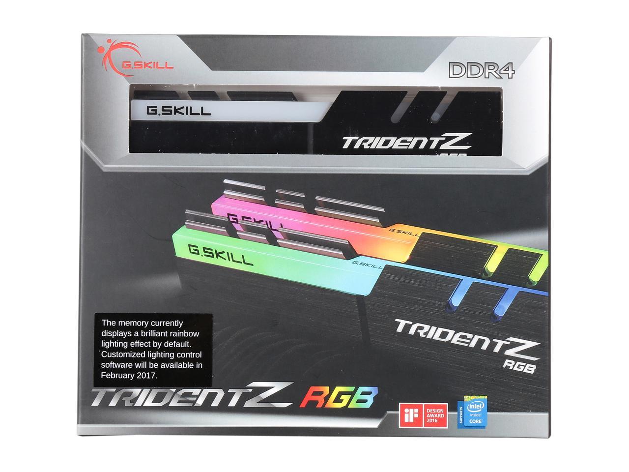 G.SKILL TridentZ RGB Series 16GB (2 x 8GB) 288-Pin DDR4 SDRAM DDR4 3000 (PC4 24000) Desktop Memory Model F4-3000C14D-16GTZR