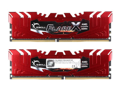 G.SKILL Flare X Series 64GB (4 x 16GB) 288-Pin DDR4 SDRAM DDR4 2400 (PC4 19200) AMD X370 / B350 / A320 Memory (Desktop Memory) Model F4-2400C15Q-64GFXR