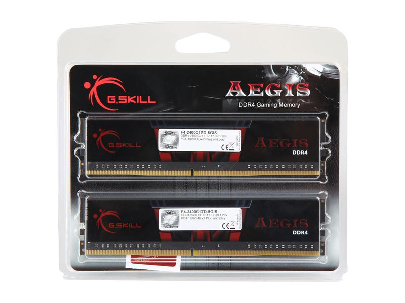 G.SKILL Aegis 8GB (2 x 4GB) 288-Pin DDR4 SDRAM DDR4 2400 (PC4 19200) Intel X299 / Z270 / Z170 / X99 Platform Desktop Memory Model F4-2400C17D-8GIS