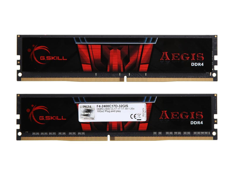 G.SKILL Aegis 32GB (2 x 16GB) 288-Pin DDR4 SDRAM DDR4 2400 (PC4 19200) Intel X299 / Z270 / Z170 / X99 Platform Desktop Memory Model F4-2400C17D-32GIS