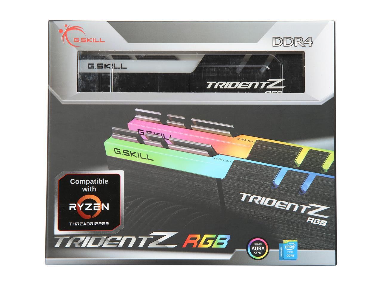 G.SKILL Trident Z RGB (For AMD) 16GB (2 x 8GB) 288-Pin DDR4 SDRAM DDR4 2400 (PC4 19200) AMD X370 / X399 Desktop Memory Model F4-2400C15D-16GTZRX