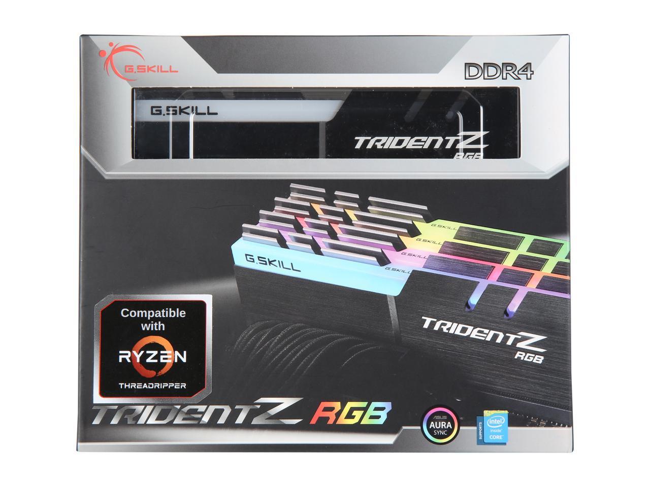 G.SKILL Trident Z RGB (For AMD) 32GB (4 x 8GB) 288-Pin DDR4 SDRAM DDR4 3200 (PC4 25600) AMD X399 Desktop Memory Model F4-3200C14Q-32GTZRX