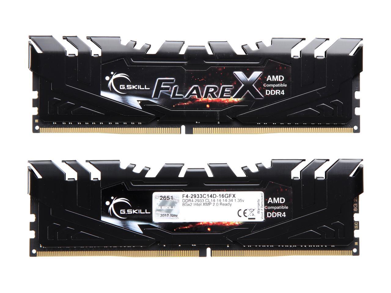G.SKILL Flare X Series 16GB (2 x 8GB) 288-Pin DDR4 SDRAM DDR4 2933 (PC4 23400) Desktop Memory Model F4-2933C14D-16GFX