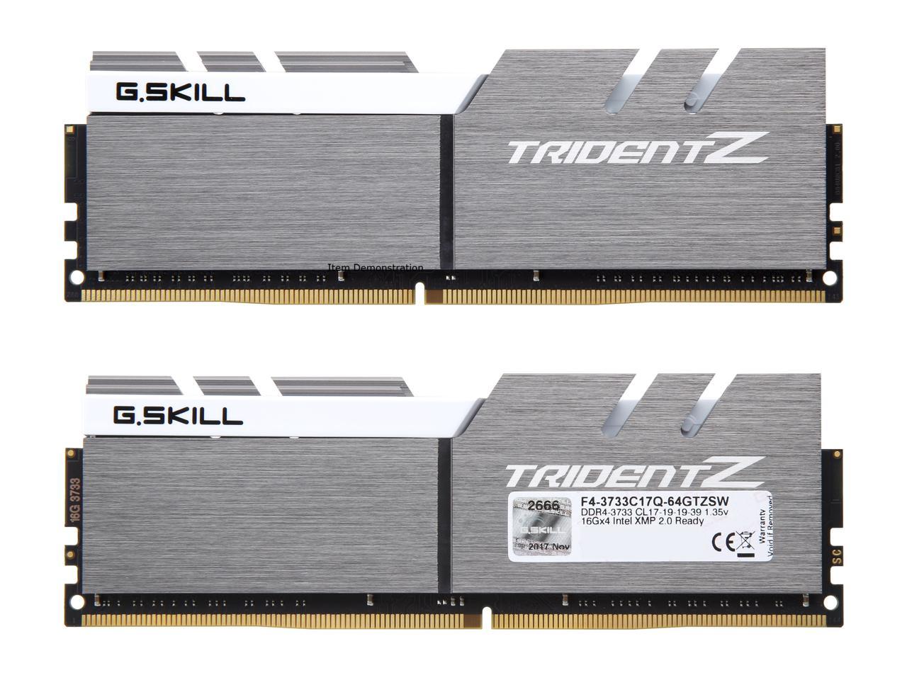 G.SKILL TridentZ Series 64GB (4 x 16GB) 288-Pin DDR4 SDRAM DDR4 3733 (PC4 29800) Intel Z370 Desktop Memory Model F4-3733C17Q-64GTZSW