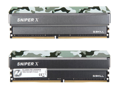 G.SKILL Sniper X Series 32GB (2 x 16GB) 288-Pin DDR4 SDRAM DDR4 3200 (PC4 25600) Intel X299 / Z370 / Z270 / Z170 Desktop Memory Model F4-3200C16D-32GSXFB