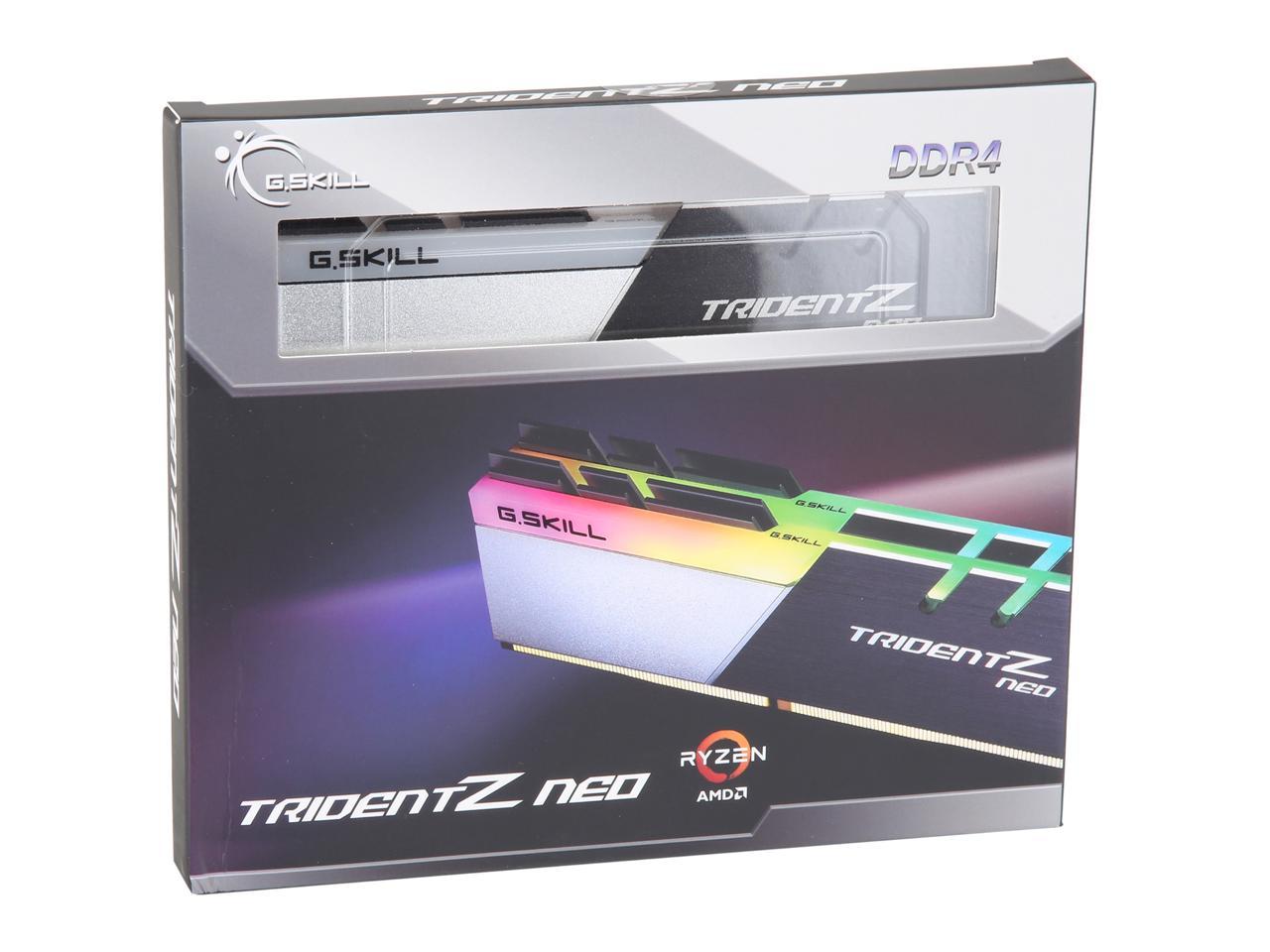G.SKILL Trident Z Neo (For AMD Ryzen) Series 32GB (2 x 16GB) 288-Pin RGB DDR4 SDRAM DDR4 3200 (PC4 25600) Desktop Memory Model F4-3200C14D-32GTZN