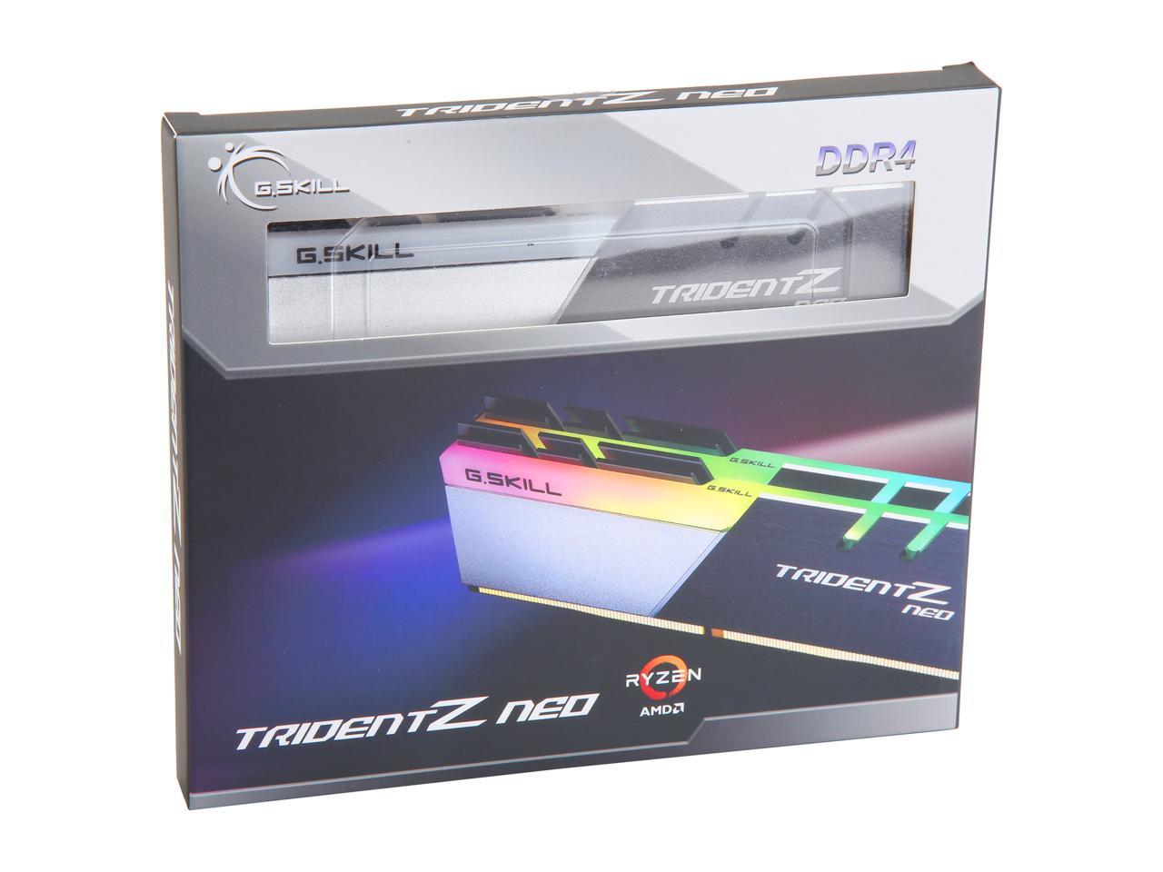 G.SKILL Trident Z Neo (For AMD Ryzen) Series 32GB (2 x 16GB) 288-Pin RGB DDR4 SDRAM DDR4 3600 (PC4 28800) Desktop Memory Model F4-3600C16D-32GTZNC