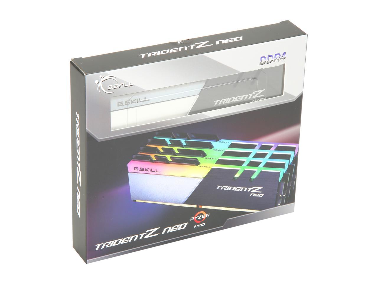 G.SKILL Trident Z Neo (For AMD Ryzen) Series 32GB (4 x 8GB) 288-Pin RGB DDR4 SDRAM DDR4 3600 (PC4 28800) Desktop Memory Model F4-3600C18Q-32GTZN