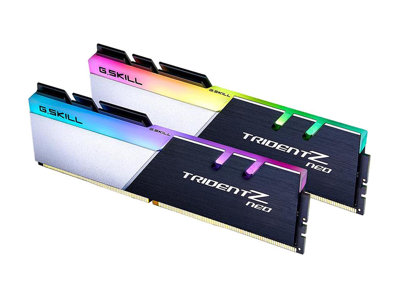 G.SKILL Trident Z Neo (For AMD Ryzen) Series 32GB (2 x 16GB) 288-Pin RGB DDR4 SDRAM DDR4 3000 (PC4 24000) Desktop Memory Model F4-3000C16D-32GTZN